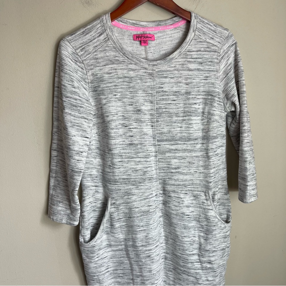 Betsey Johnson Terry Knit Sweatshirt‎ Dress Heathered Grey Size Small